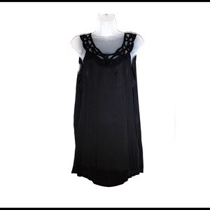 GNW Semi Sheer Black Tank with pretty collar. Size XL